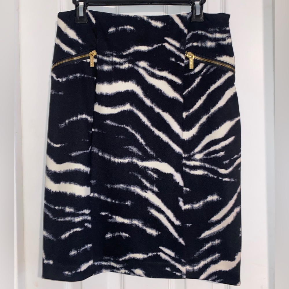 Michael Kors Black and White Zebra‎ Pencil Skirt